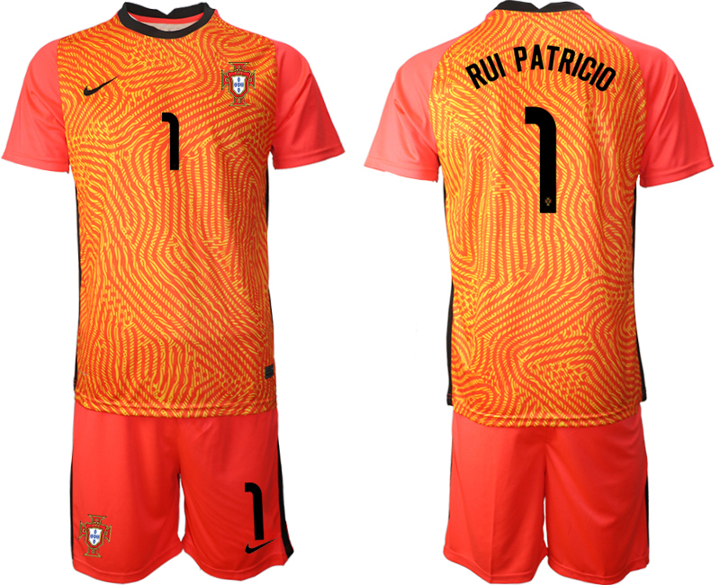 Men 2021 European Cup Portugal red goalkeeper #1 Soccer Jerseys1->portugal jersey->Soccer Country Jersey